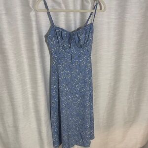 Blue Floral Spaghetti Strap Dress